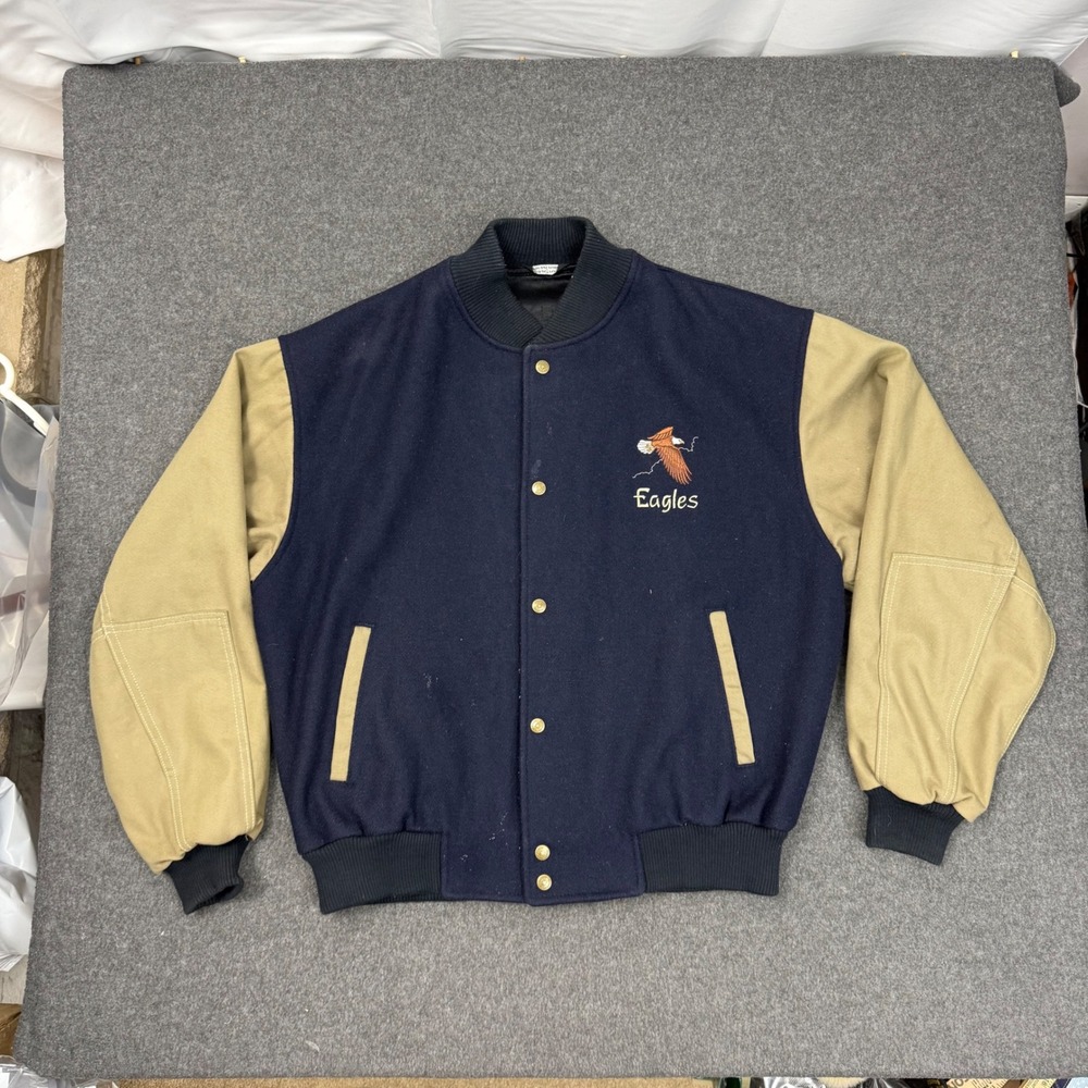 Vintage Treeline Outfitters Eagles Varsity Jacket M Wool Embroidered Canada